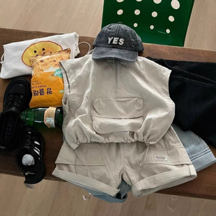 [94% favorable rating] boys' fashion fried street suit 2025 summer children's little boys handsome hooded