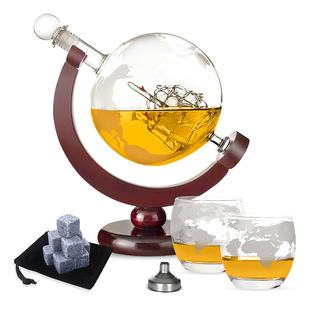 ins5 Piece Set Tumbler Heat-Resistant Glass Earth Decanter Light Luxury Whisky Vodka Wine Dispenser