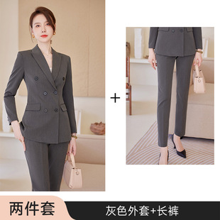 High-end Suit Jacket Women's Spring and Autumn Clothes Korean Temperament Business Wear Interview Dress Work Clothes Gray Suit suit