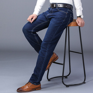 Spring and Autumn jeans middle-aged and elderly men's cotton stretch comfortable business trousers men's soft smooth stretch straight pants