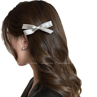 Korean style silver bow hair ring bead telephone line head rope ponytail hair rope sweet bubble braid hair artifact