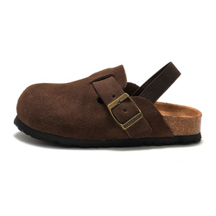 RUIZUSTOCK Ruizu Autumn and Winter Children's Cork Sandals Genuine Leather Boys Beach Slippers Baotou Girls Frosted Leather