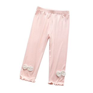 Summer Cropped Girls' Pants All-match Lightweight Girls' Leggings Bow Children's Pants Cool Yucker Children's Pants