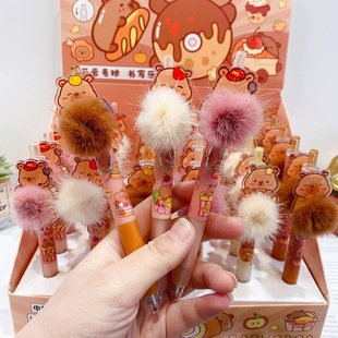 New card fur ball twist neutral pen cute cartoon high color value sign pen black water-based student stationery pen