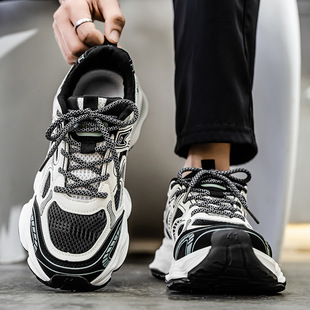 Spring Men's Shoes New Breathable Mesh Shoes Men's sneaker Trendy All-match Thick-soled Casual Running Dad Shoes