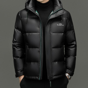 Short Black Gold White Duck Down Men's Down Jacket 2024 Winter New All-match Thickened Hooded Warm Jacket for Men