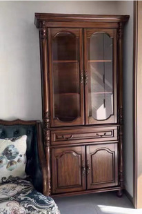 American Retro Bookcase All Solid Wood Bookcase Combination with Door Storage Cabinet Two-Door Three-Door Bookcase Display Cabinet Bookshelf