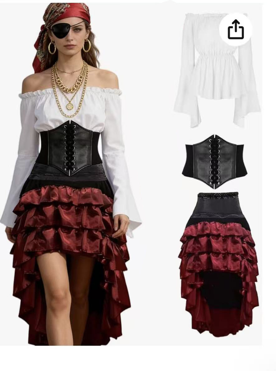 Halloween Pirate Medieval Pirate Women's Dress Cosplay Costume Role-Playing Cosplay Costume