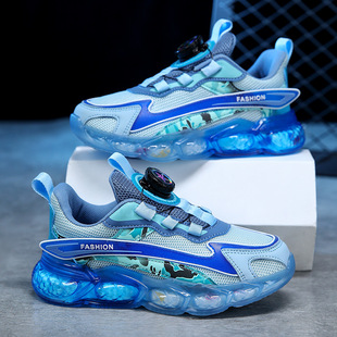 Boys' Shoes Summer 2025 New Children's Non-Slip Breathable Mesh Leather All-Match Boys' Sports Running Shoes Trendy