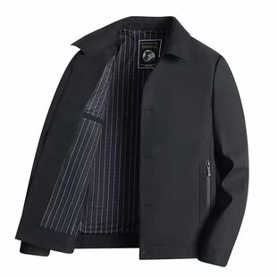 Dad spring lapel zipper jacket men's middle-aged and elderly new plus size thin coat elderly grandpa loose clothes