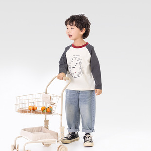Wind Valley 2025 Spring New Children's Pants Light Color Straight Jeans All-match Trendy Thin Trousers for Boys and Girls