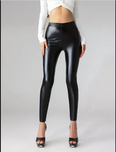 Autumn product bright leather tight cropped pants sexy close-fitting imitation leather pants hip lifting waist tight leggings fashion fashion