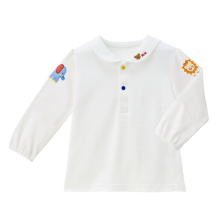 in stock MK children's clothing 2025 spring summer cartoon lion elephant embroidery navy collar short sleeve long sleeve shirt