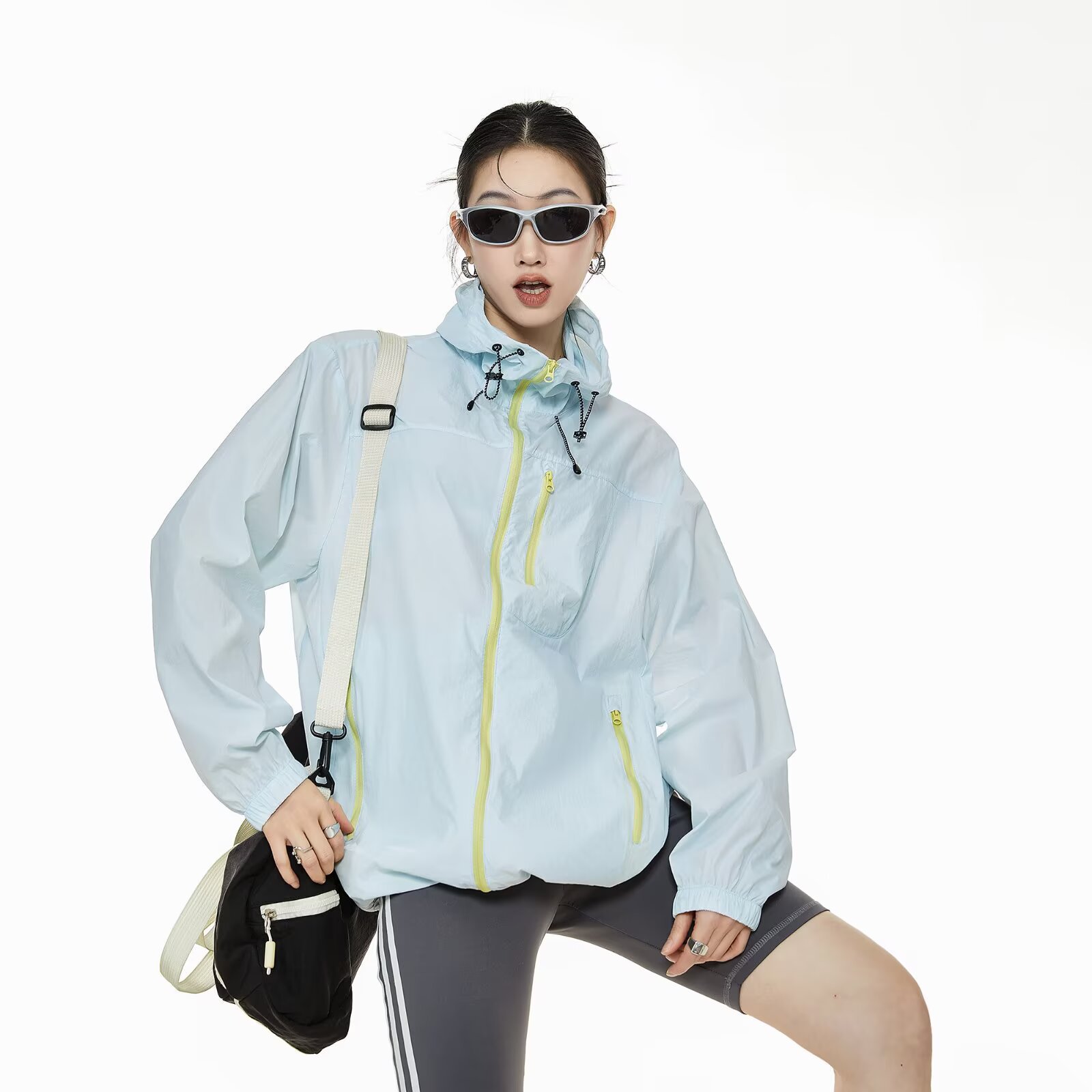Outdoor Hooded Sun Protection Clothing, Summer American-Style Thin Uv Protection Jacket, Trendy Brand Functional Windbreaker for Hiking