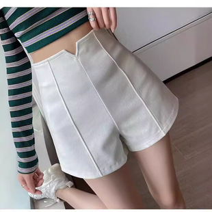 Summer A- line shorts women's fashion shorts invisible zipper hot pants European and American ins new high waist slimming sexy boot pants