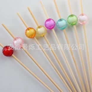 Disposable decorative bamboo sticks earth beads dessert cake cocktail sticks snacks fruit sticks candied haws string