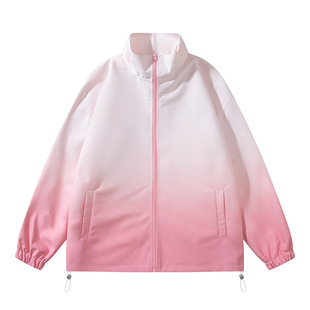 New Gradient Loose Men's and Women's Casual Jacket with Vertical Collar Double-sided Wear Couple's Trendy Jacket Jacket