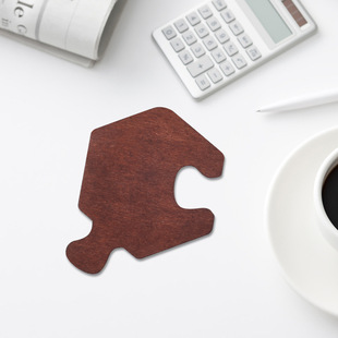 Cross-border Retro Wooden Jigsaw Coaster Creative Flower Shape Bar Dining Table Decorative Wooden Heat Insulation Mat Coaster