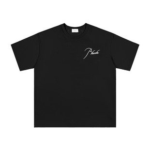 Rh Cross-Border High-Quality American Trendy Brand Sunset Coconut Street Casual Loose T-Shirts for Men and Women with the Same Style Short Sleeves