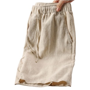 Cotton and linen fabrics that breathe! Apricot Color Casual Breathable Straight Pants Loose plus size Pants for Summer for Men and Women