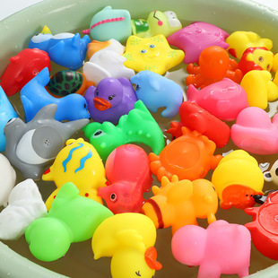 Mixed Blind Box Cartoon Vinyl Pinch Call Toy Baby Bathing, Plays in Water, Voices, Small Animals, Dumb and Cute Parent-Child Interaction