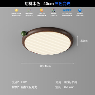 Bedroom Ceiling Lamp Modern Simple Atmospheric Round Full Spectrum Eye Protection Walnut Grain Minimalist Master Bedroom Study Lamps