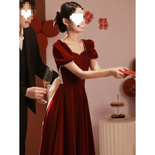 D6C Toast Dress for Brides, Suitable for Everyday Wear, Home Engagement, High-End Dress, Wedding Dress with Bow, Petite Size