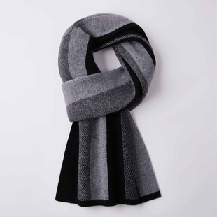 New 100% cashmere men's scarf winter high-grade gift Plaid knitted warm scarf men's spot wholesale