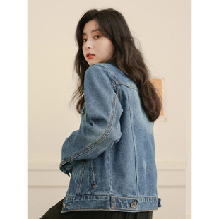 Denim coat for women 2024 spring new Korean style long short coat for students all-match slim fit long sleeve