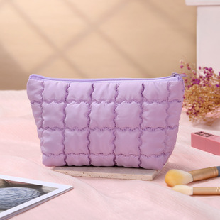 25 New Fashionable Cotton-Filled Cosmetic Bags Large Capacity Casual Clutch Bags Cross-Border Soft Cloud Multifunctional Storage Bags