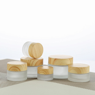 Wood grain cover glass cream bottle cosmetic sample sub-bottle multi-specification frosted spray bottle Lotion bottle mask jar