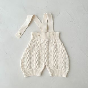 ins Korean Style Men's and Women's Baby's Knitted Suspender Pants Infant's Cotton Twist Sling Pants Stylized Jumpsuit