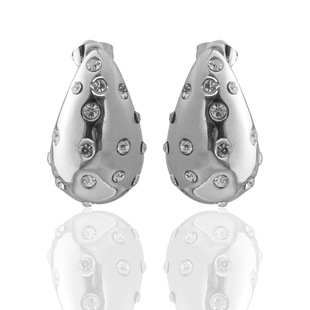 INS style high sense earrings women's square check stainless steel earrings vintage fashion Europe and the United States wholesale