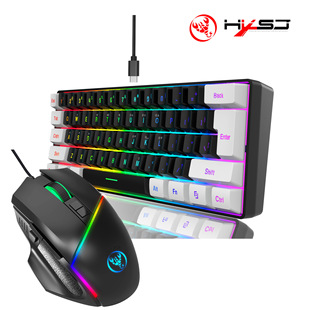 Новая 61-клавишная проводная клавиатура набор мыши RGB с подсветкой пленки клавиатуры 12800dpi Красочная RGB игровая мышь