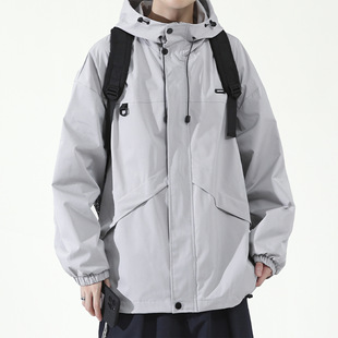 American hooded jacket men's spring and autumn casual workwear Japanese functional jacket fashion brand casual student jacket