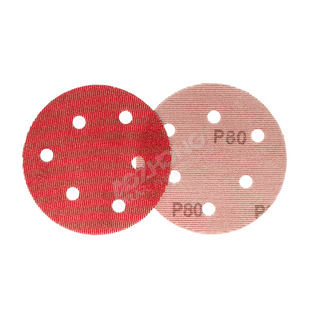 Factory wholesale grid sandpaper 5 inch gold expo red grid base woodworking furniture flocking grid sandpaper