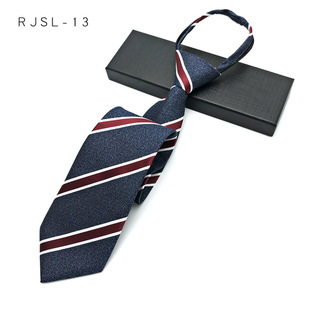 Trendy men's formal wear business professional work shirt convenient simple pull-free knot zipper tie wide version