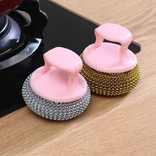 Washer Brush Cleaning Ball with Handle Steel Wire Ball Brush Household Non-dropping Silk Brush Pot Dishwasher Artifact Cleaning Brush suit