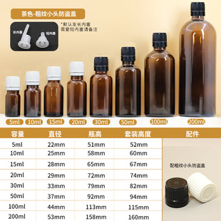 5ml-100ml glass essential oil bottle with black plastic anti-theft cap and inner plug 50ml tea essential oil is bottled separately