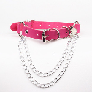 European and American Dark Gothic All-match Lock Peach Heart Love Chain Collar Puleather choker Fashion Neck Strap Clavicle Chain