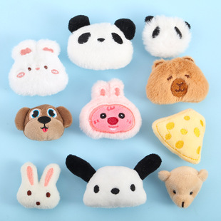 25 new plush animal head cartoon cute bear cotton doll garden hole shoes flower with decorative buckle accessories