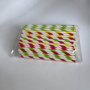 8x 200mm striped mixed colored paper straw disposable biodegradable environmentally friendly milk tea coffee straw factory outlet