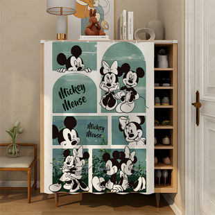 Cartoon Mickey Mouse Washbasin Bathroom Cabinet Shading Curtain Storage Cabinet Sundries Shading Curtain Kitchen Storage Rack Dust Curtain