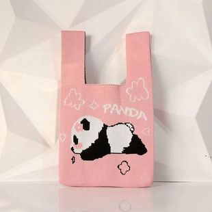 [sold out without replenishment] net red with cute panda handbag knitted bag hand bag all-match gift bag