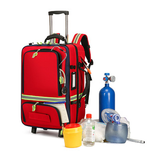Waterproof large capacity pull rod medical box disease control box first aid box can hold 2L oxygen cylinder contains 10 activity bags