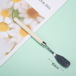 Pointed/Flat Head Stainless Steel Head Wooden Handle Oil Painting Knife Tool Color Smudge Cream Rubber Scraper