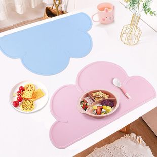 In stock silicone children's cloud placemat food grade non-slip foldable insulation mat baby dining table mat wholesale