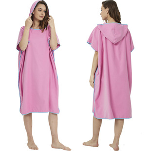 Spot quick-drying Cape double-sided velvet hooded bath towel absorbent quick-drying diving swimming beach adult change clothes bathrobe