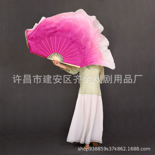 Wholesale 180-degree silk Lotus fan dance fan double-sided two-color gradient classical dance Jiaozhou Yangko dance fan