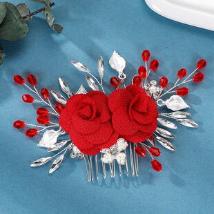 New Bridal Hair Comb Crystal Headwear Big Red Banquet Hair Accessories Bridal Headwear Comb Wholesale